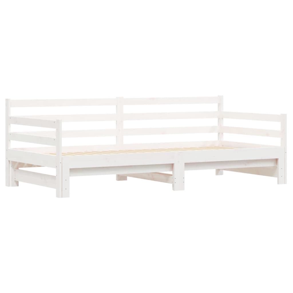 Sofá-cama com gavetão 90x190 cm madeira de pinho maciça branco