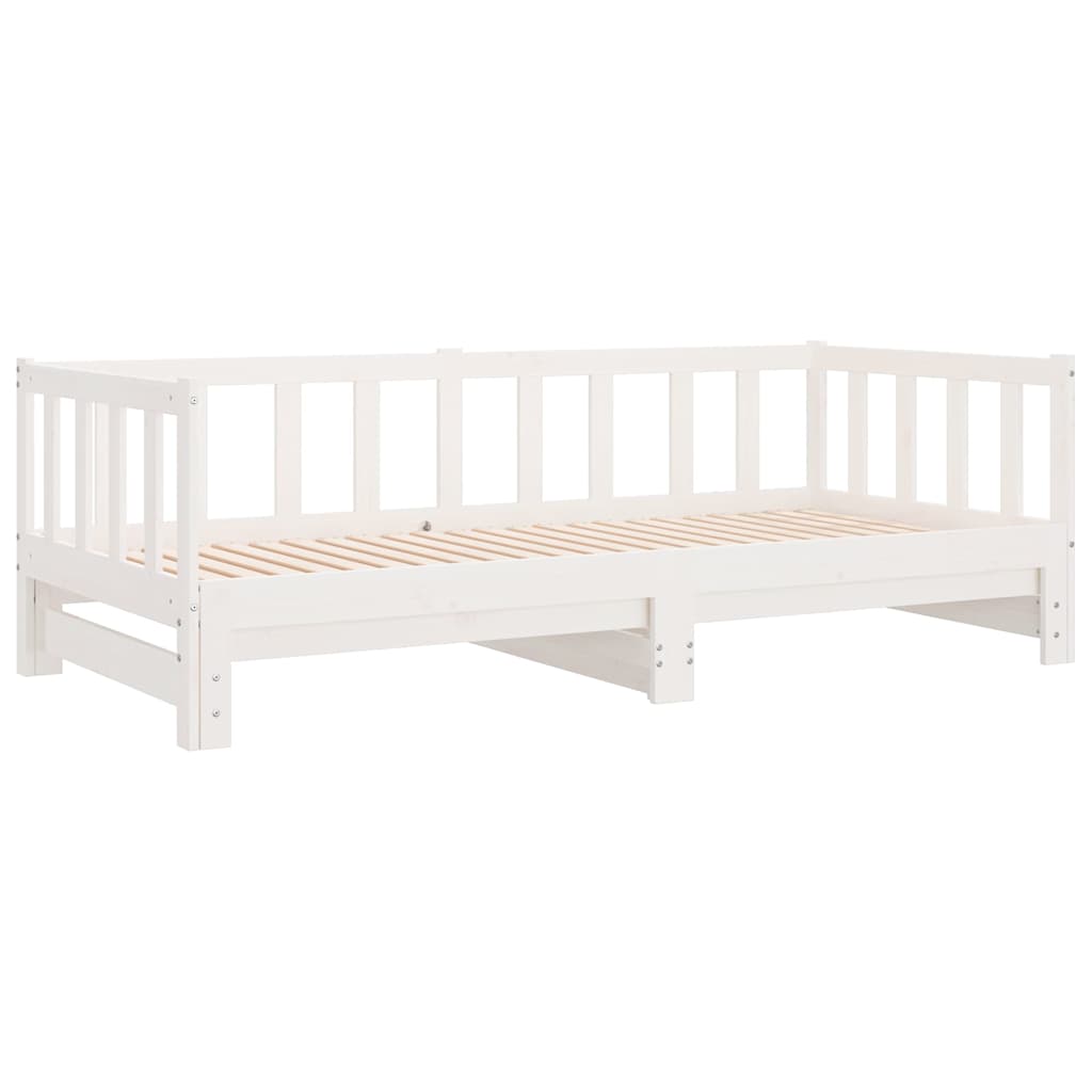 Sofá-cama com gavetão 90x200 cm madeira de pinho maciça branco