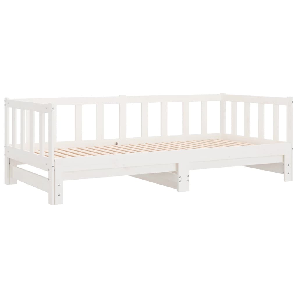 Sofá-cama com gavetão 90x190 cm madeira de pinho maciça branco