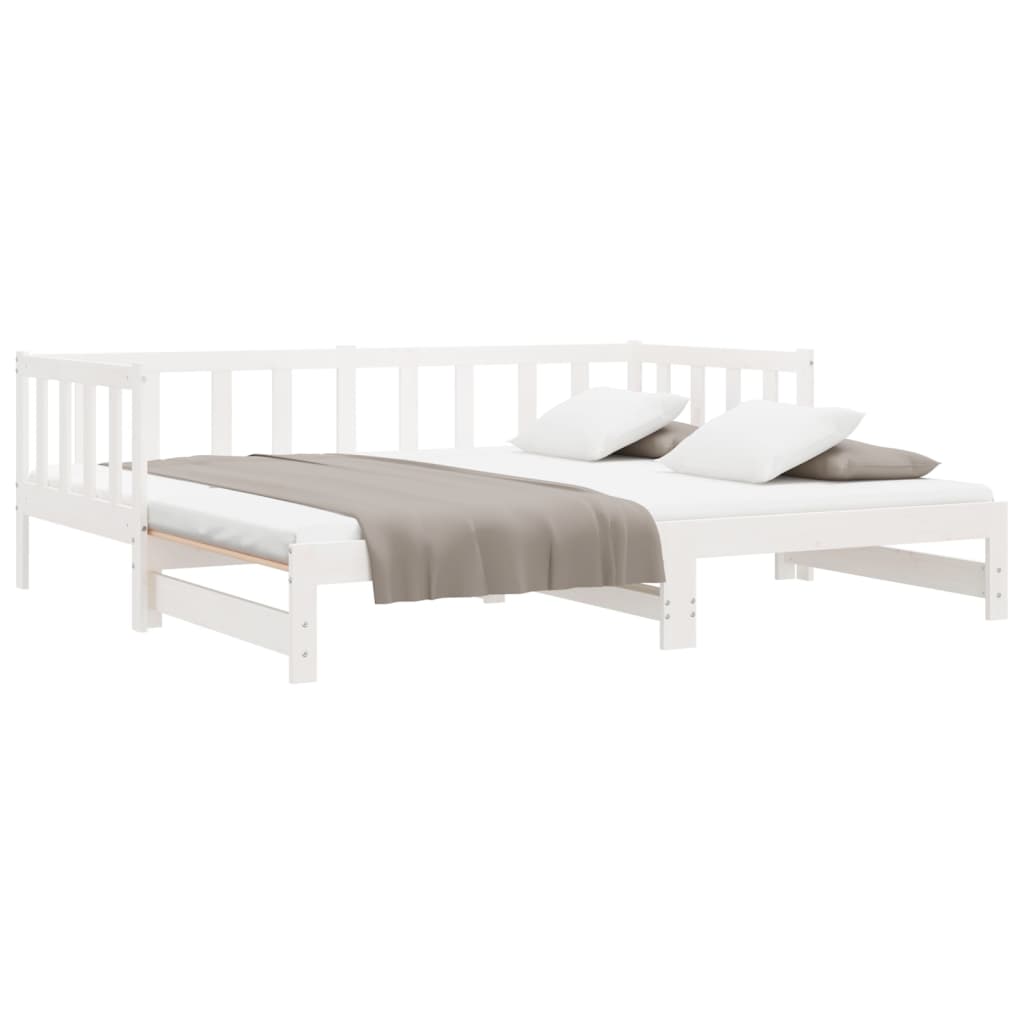 Sofá-cama com gavetão 90x190 cm madeira de pinho maciça branco