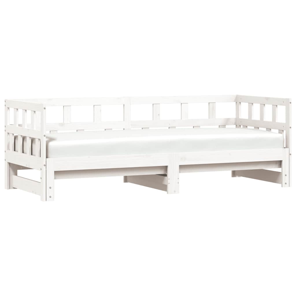 Sofá-cama com gavetão 90x190 cm madeira de pinho maciça branco
