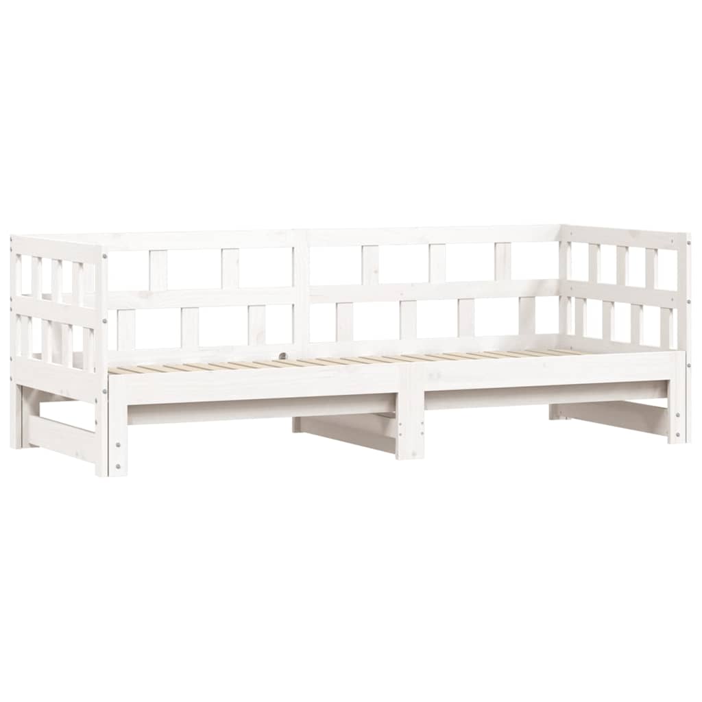Sofá-cama com gavetão 90x190 cm madeira de pinho maciça branco
