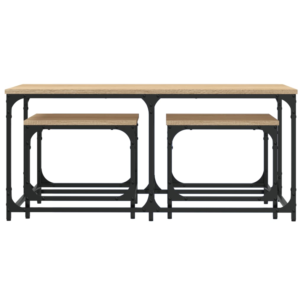 Mesas de centro encastrar 3 pcs deriv. madeira carvalho sonoma