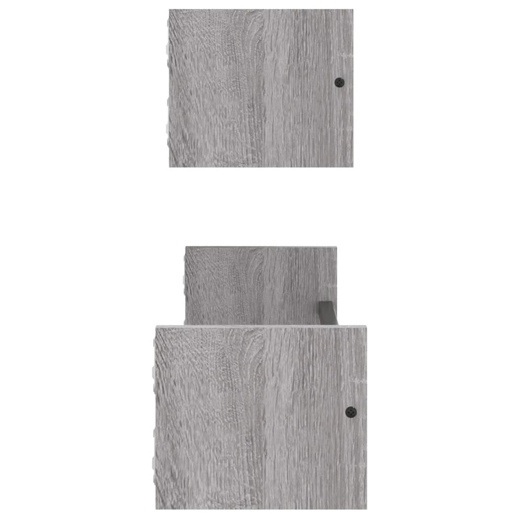Prateleiras de parede c/ barras 2 pcs 60x16x14 cm cinza sonoma