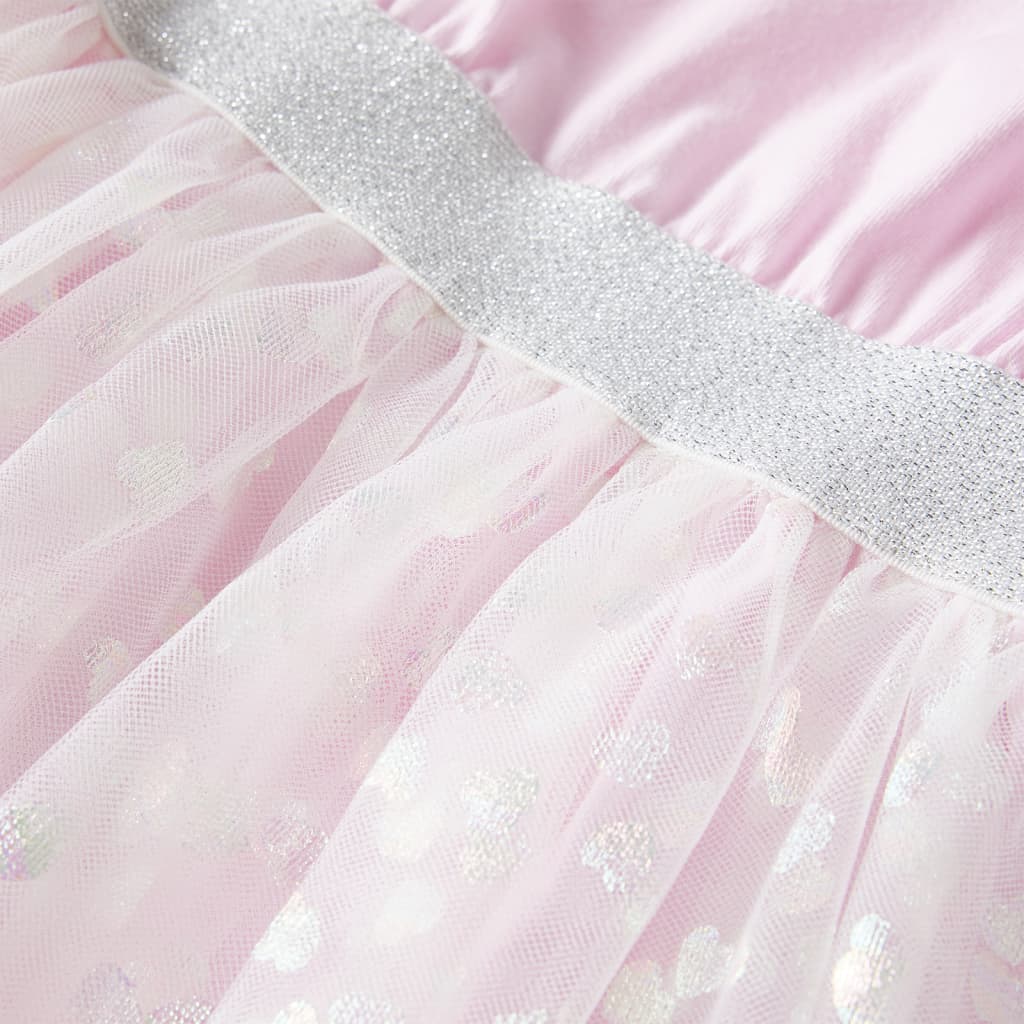 Vestido de criança com folhos rosa-claro 92