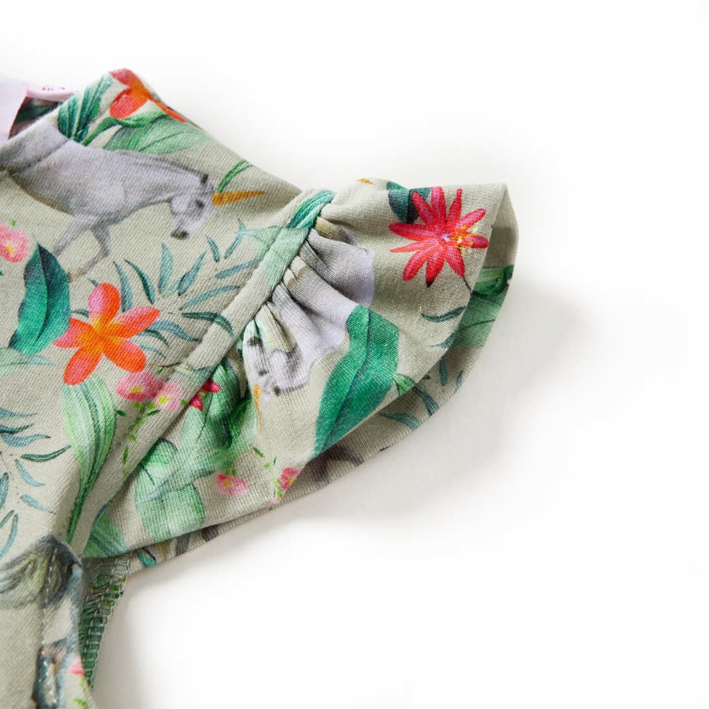 Vestido de criança com manga sino caqui-claro 140