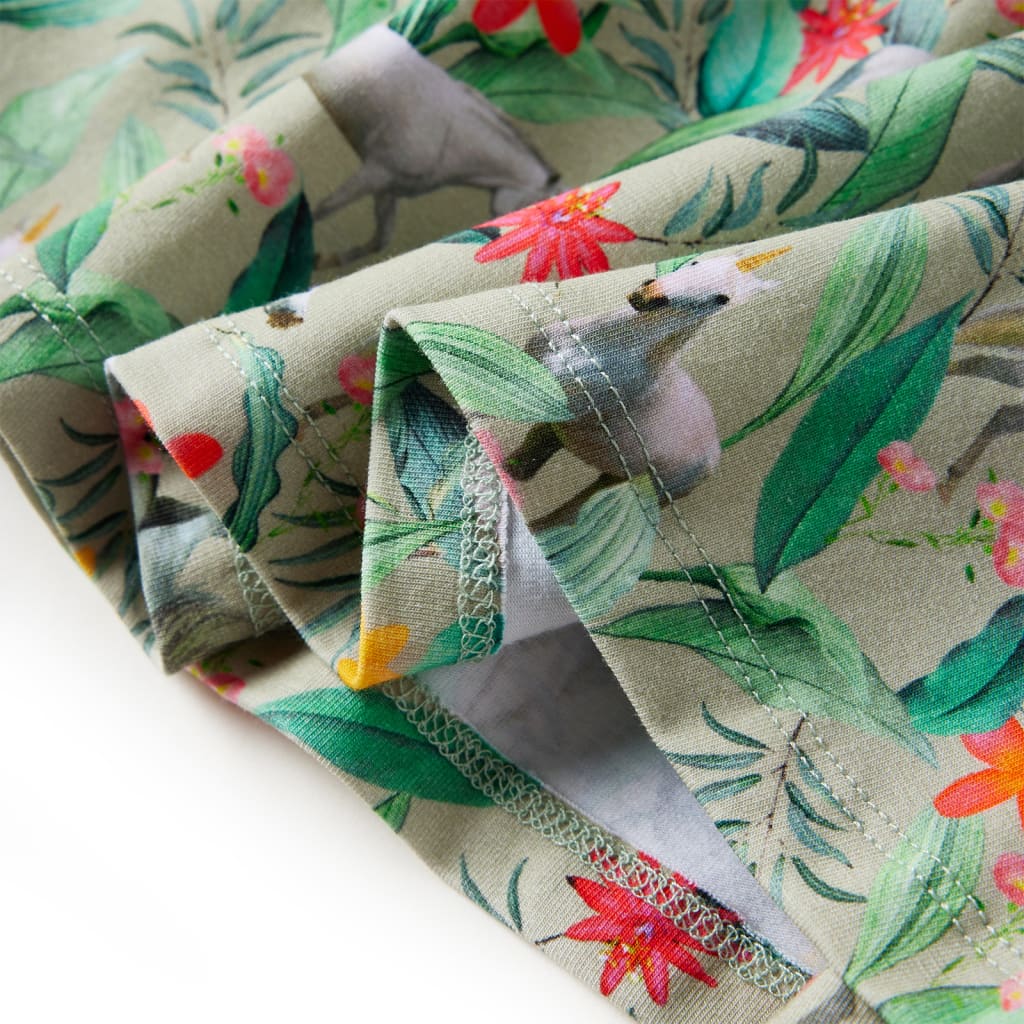 Vestido de criança com manga sino caqui-claro 140