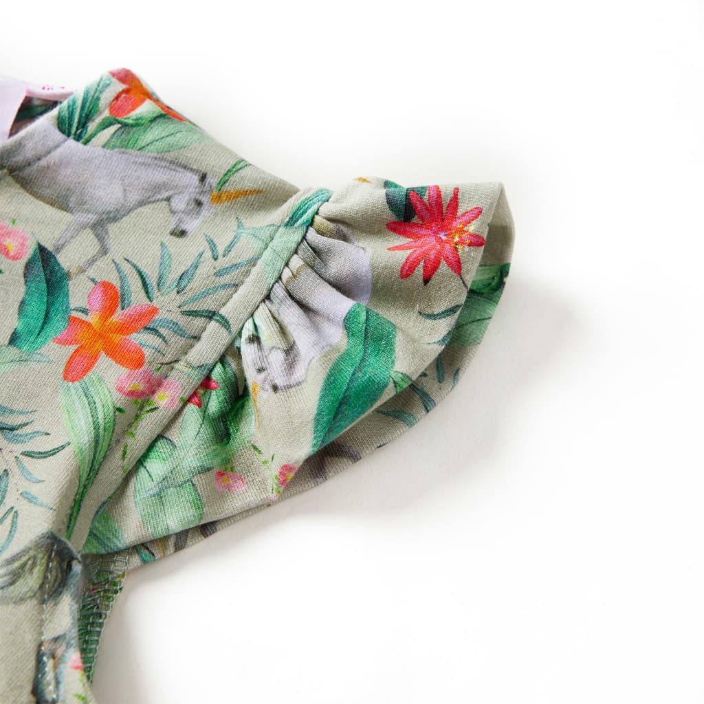 Vestido de criança com manga sino caqui-claro 140