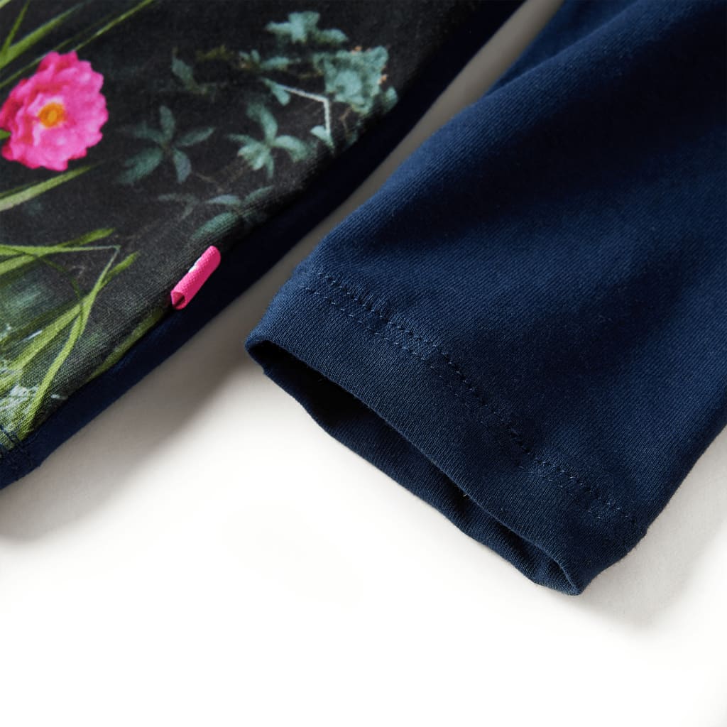 Vestido de manga comprida para criança azul-marinho 140