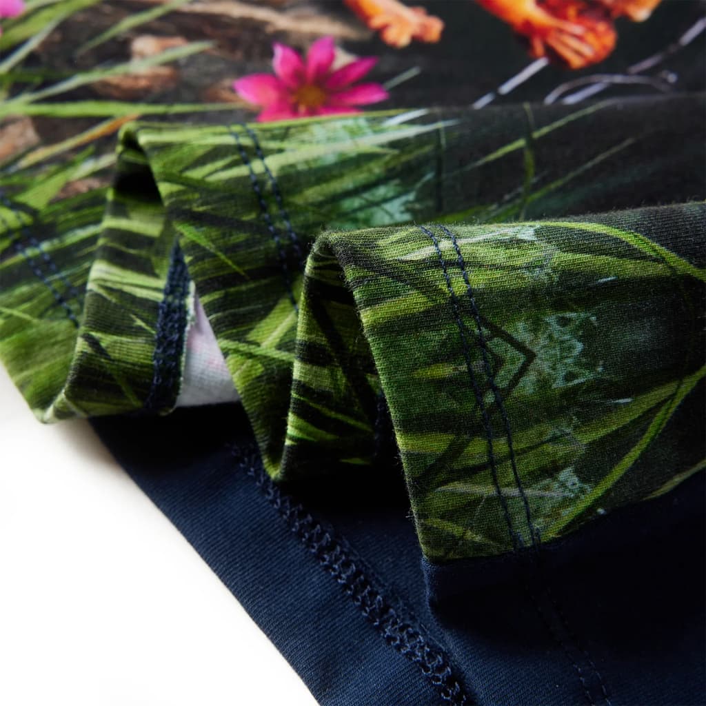 Vestido de manga comprida para criança azul-marinho 140