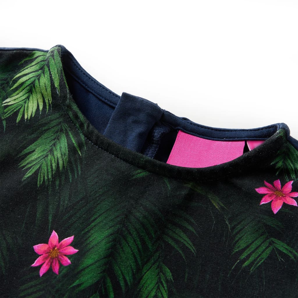 Vestido de manga comprida para criança azul-marinho 140