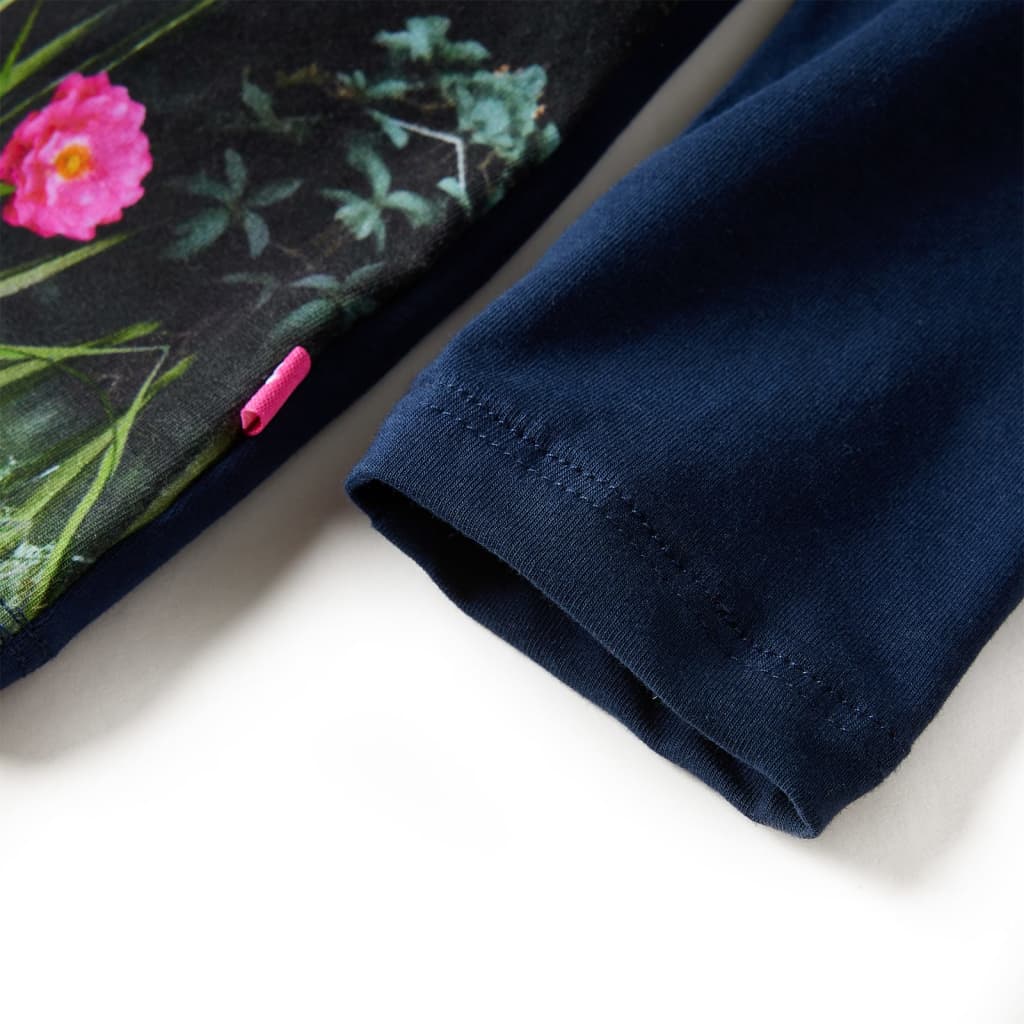 Vestido de manga comprida para criança azul-marinho 140