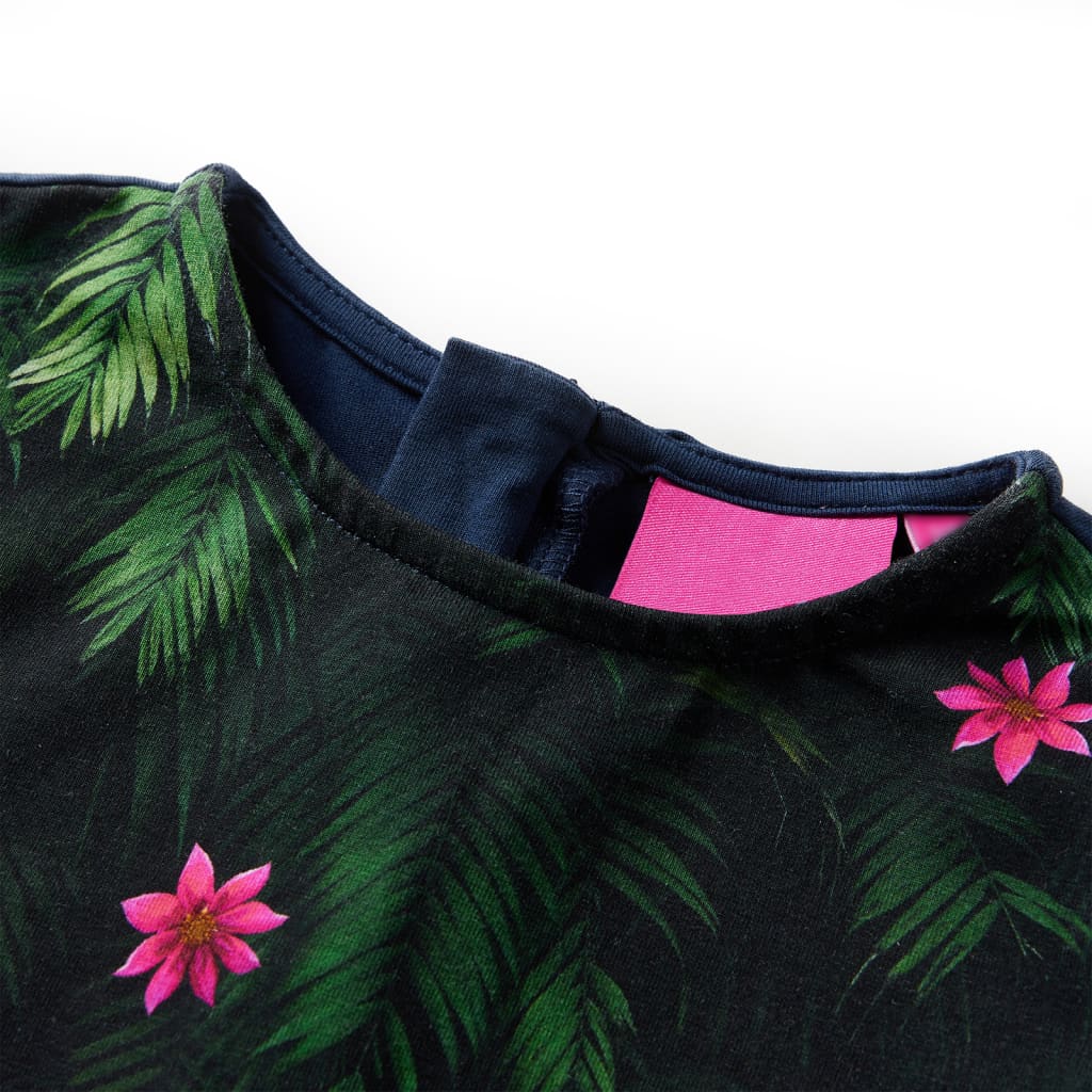 Vestido de manga comprida para criança azul-marinho 140