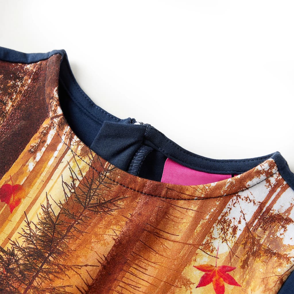 Vestido de manga comprida para criança azul-marinho 140