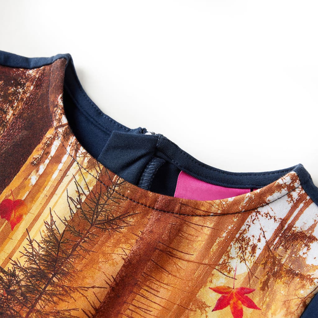 Vestido de manga comprida para criança azul-marinho 140