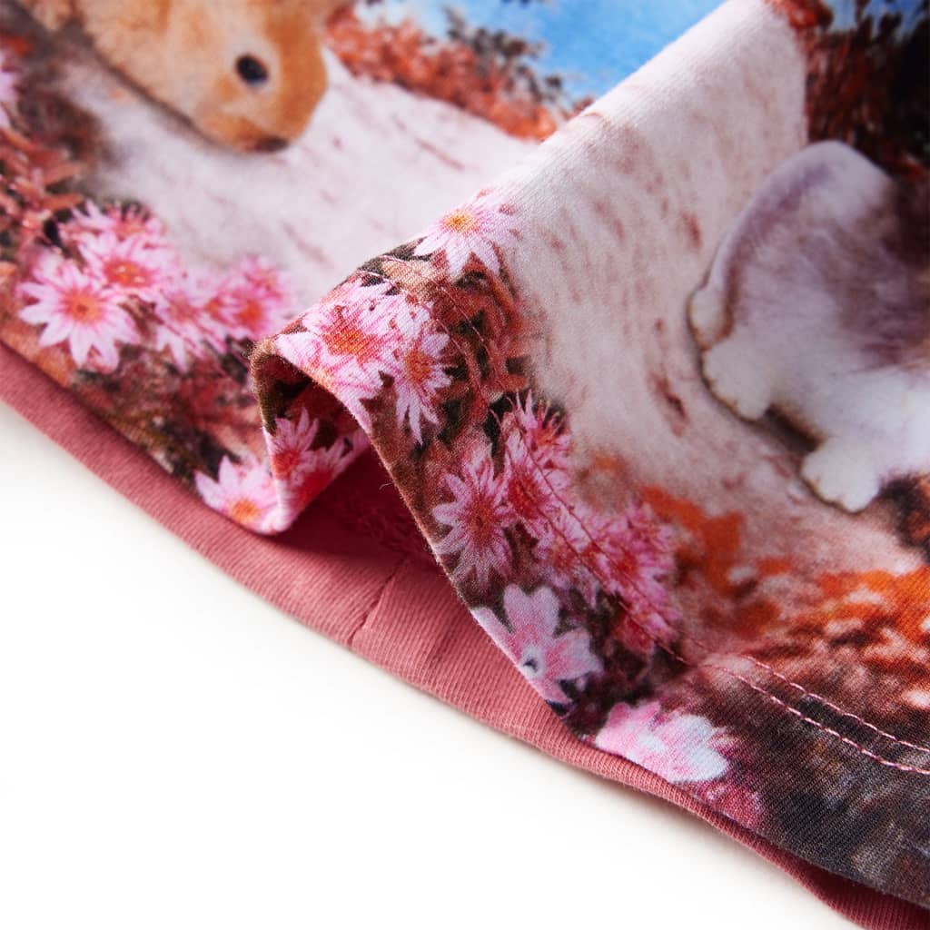 Vestido de manga comprida para criança rosa-velho 140