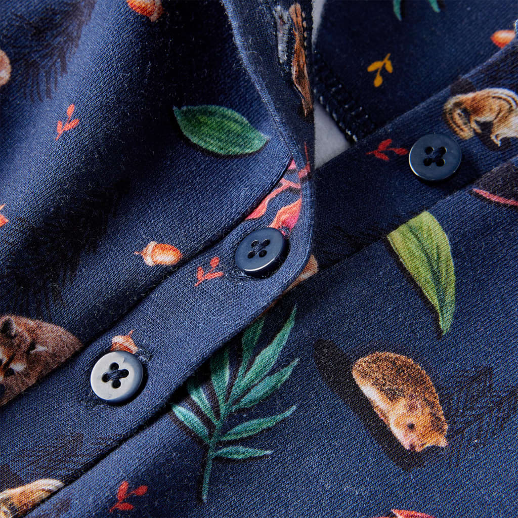 Vestido de manga comprida para criança azul-marinho 92