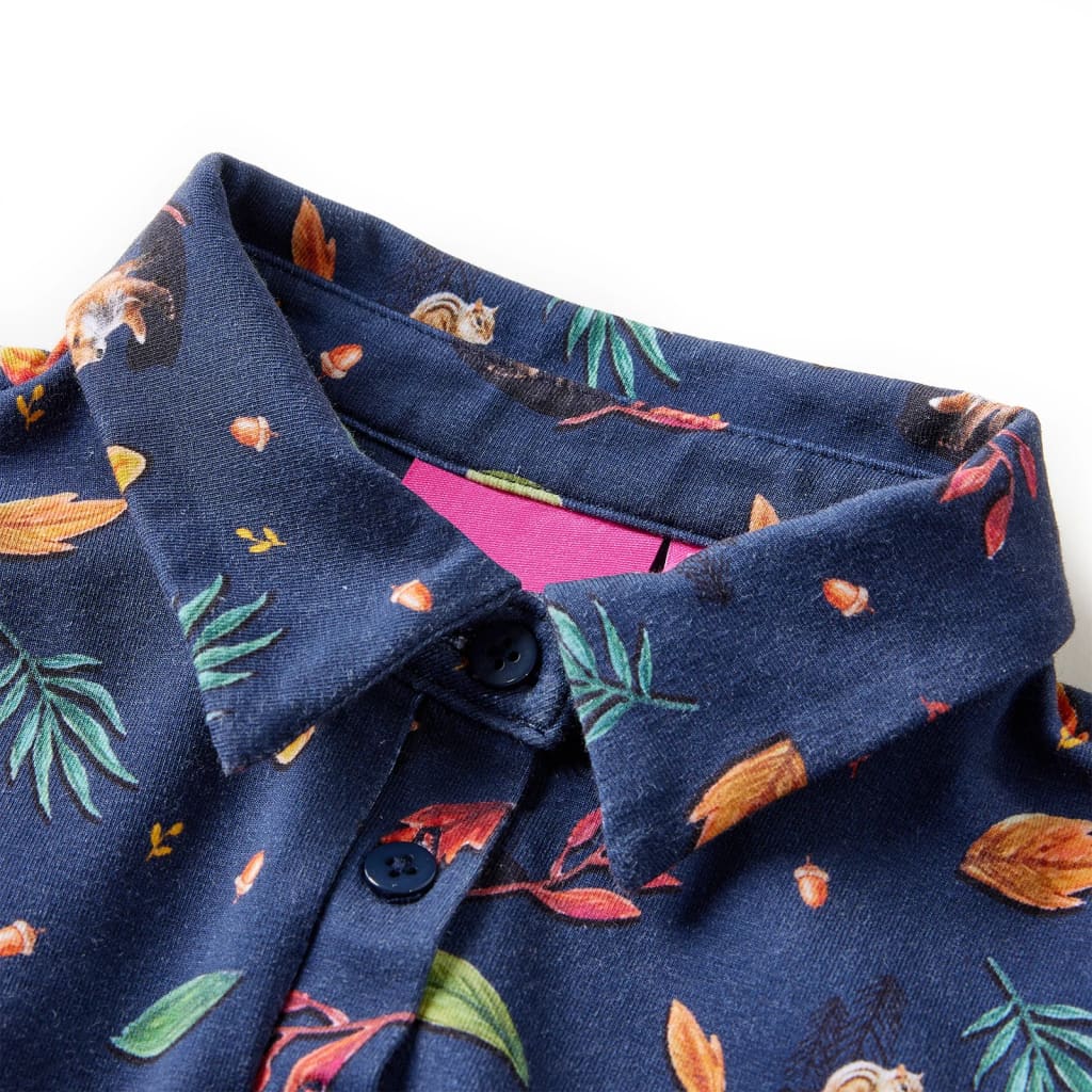 Vestido de manga comprida para criança azul-marinho 92