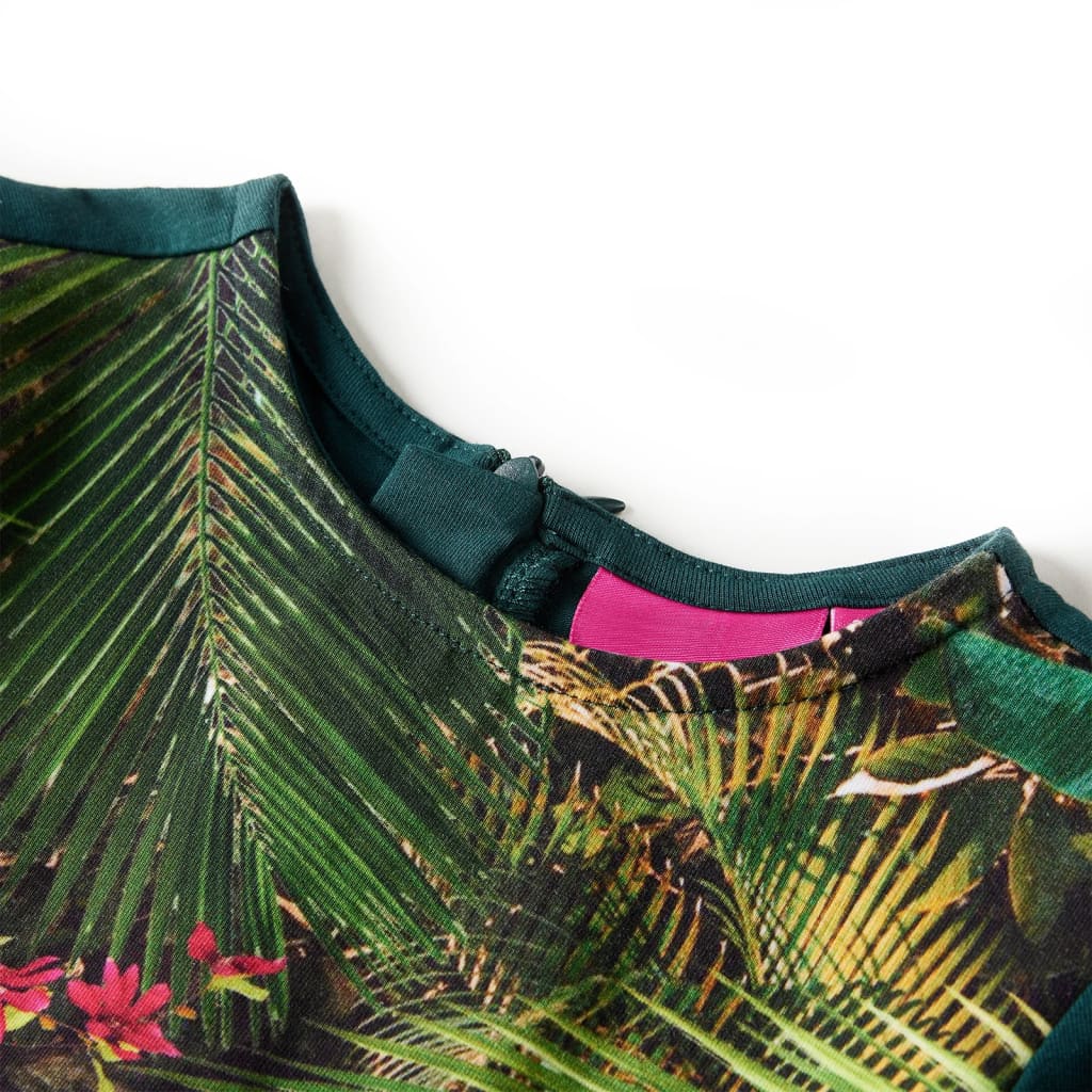 Vestido de manga comprida para criança verde-escuro 92