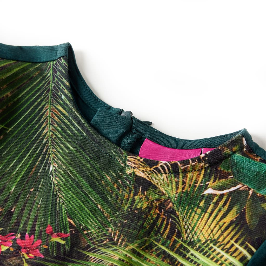 Vestido de manga comprida para criança verde-escuro 92