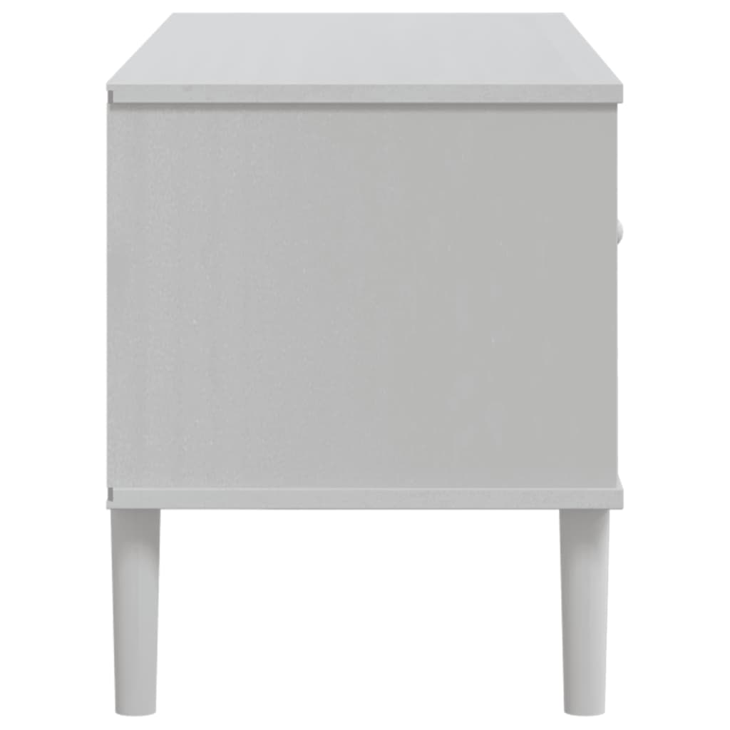 Móvel de TV SENJA aspeto vime 106x40x49 cm pinho maciço branco