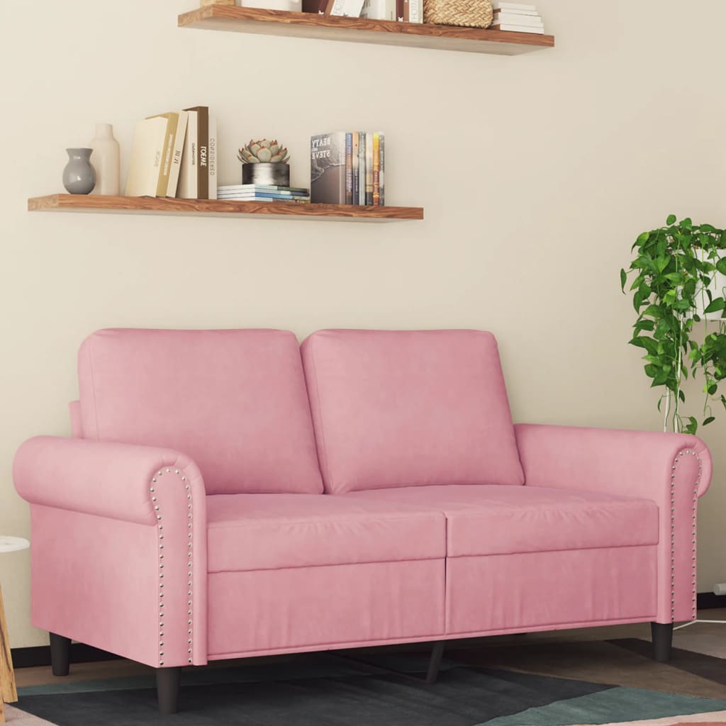Sofá de 2 lugares veludo 120 cm rosa