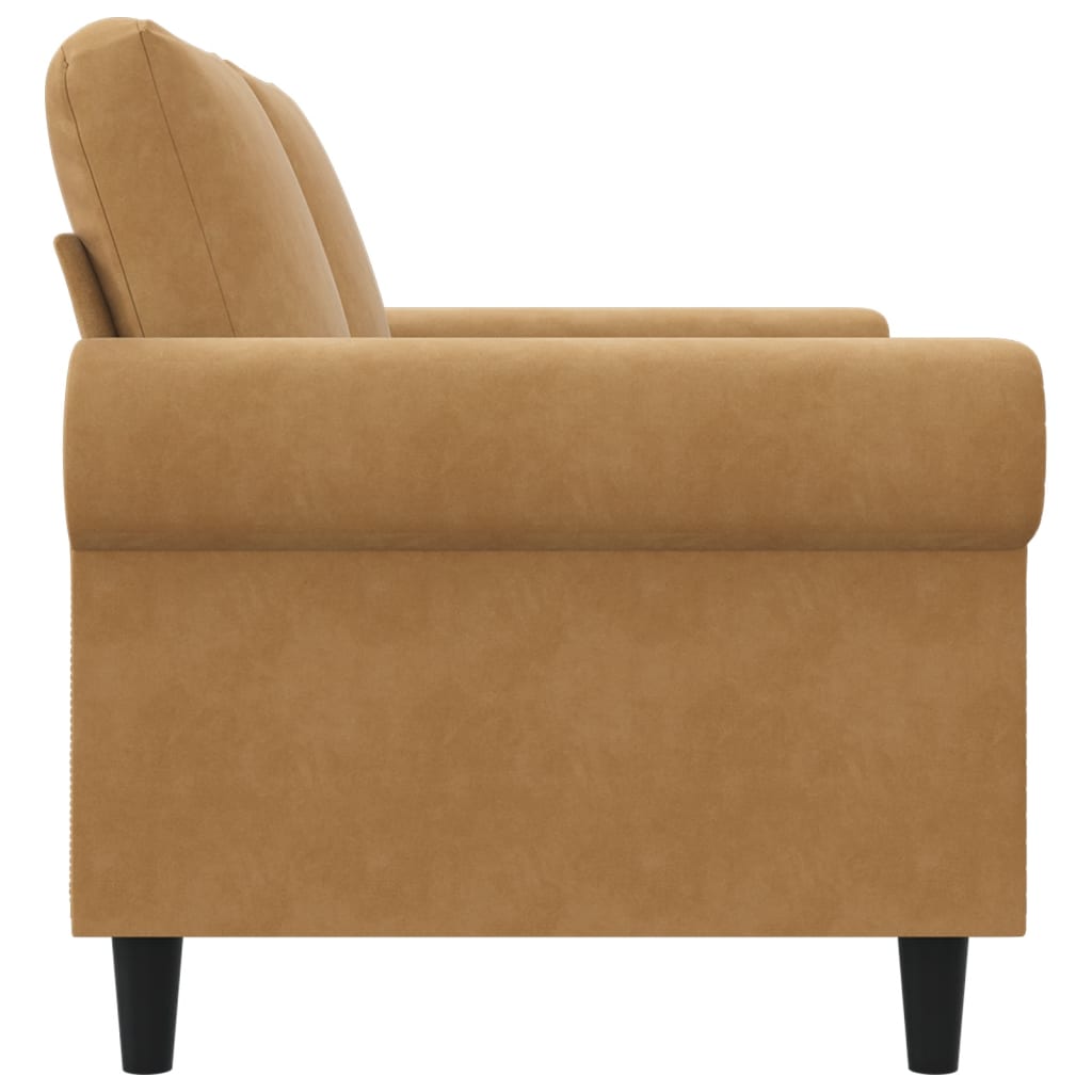 Sofá de 2 lugares veludo 120 cm castanho