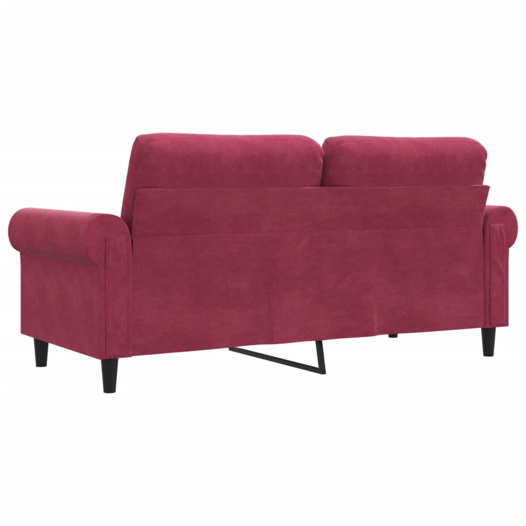 Sofá de 2 lugares veludo 140 cm vermelho tinto