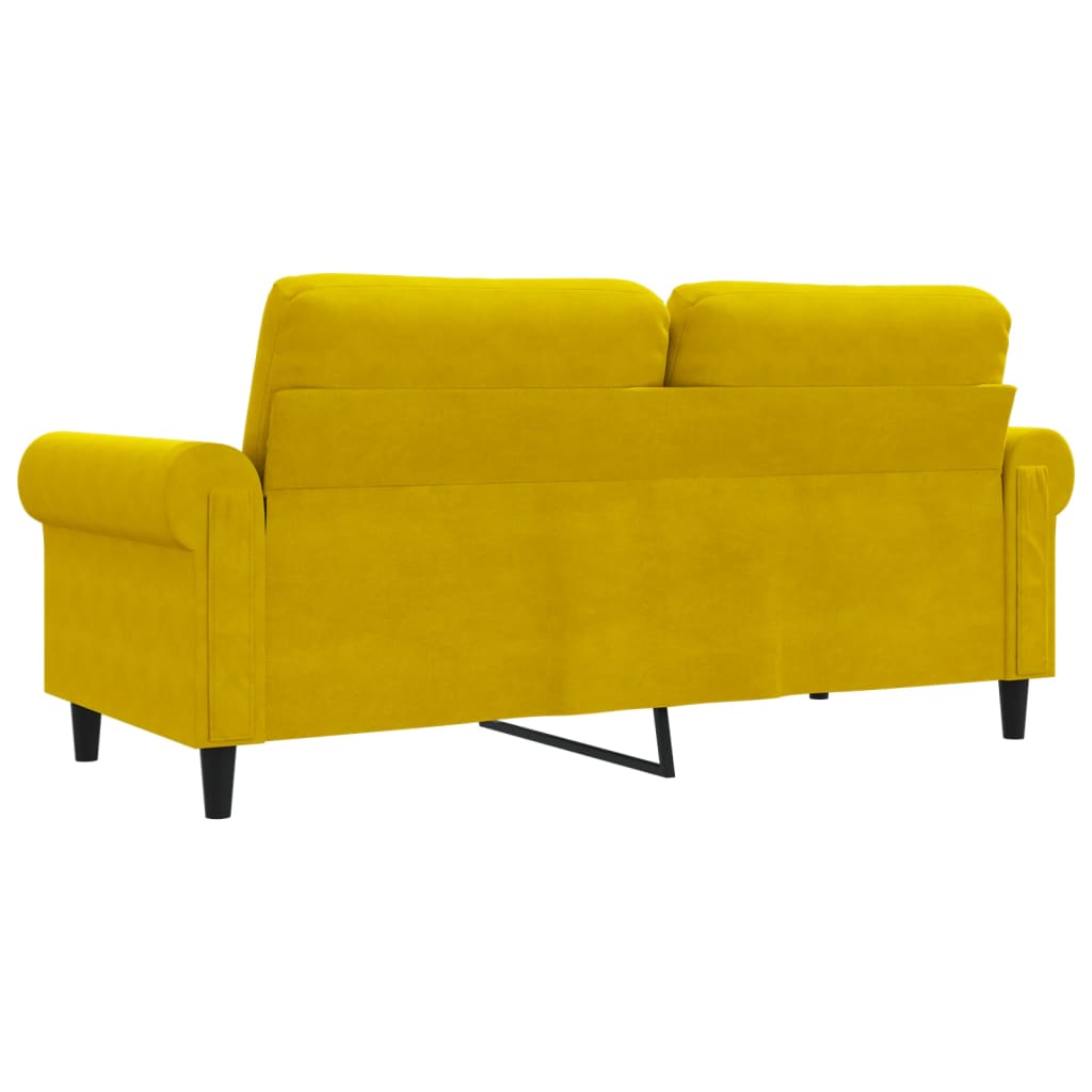 Sofá de 2 lugares veludo 140 cm amarelo