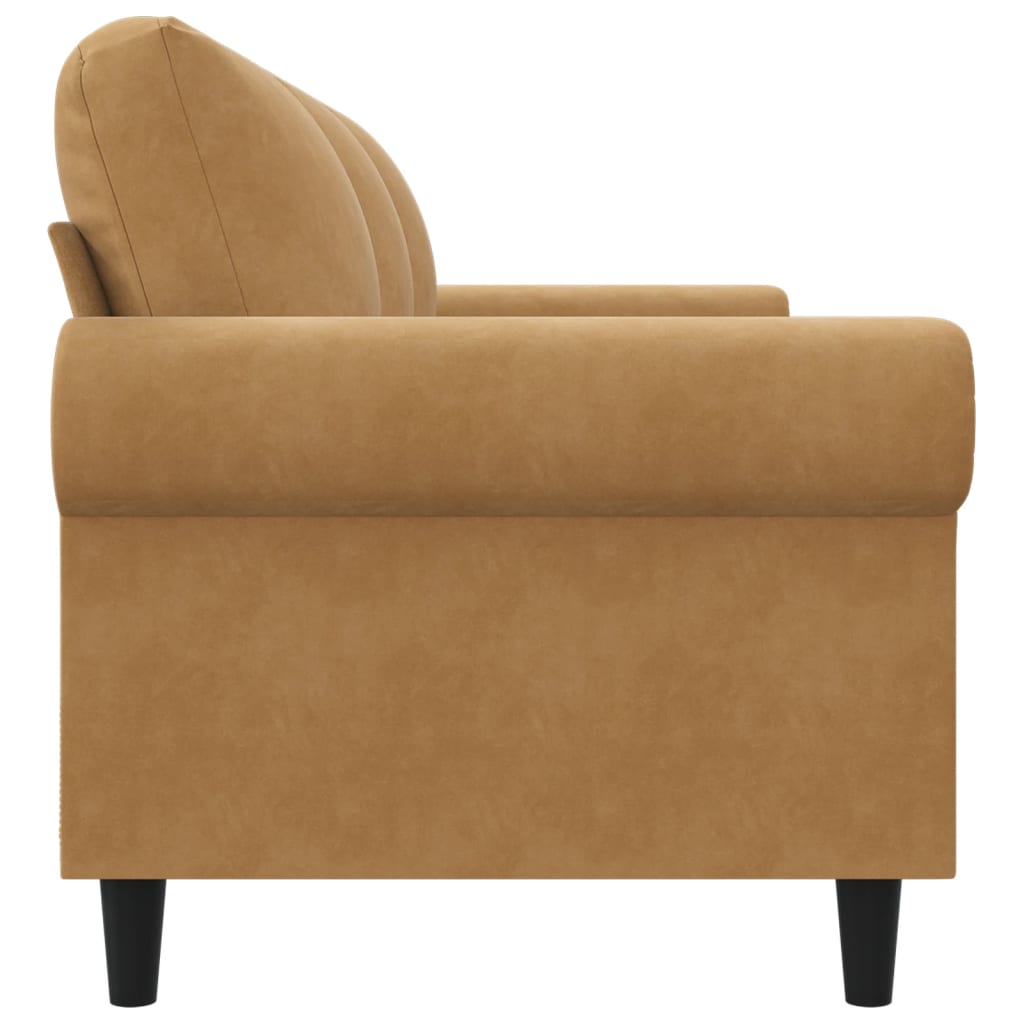 Sofá de 3 lugares 180 cm veludo castanho