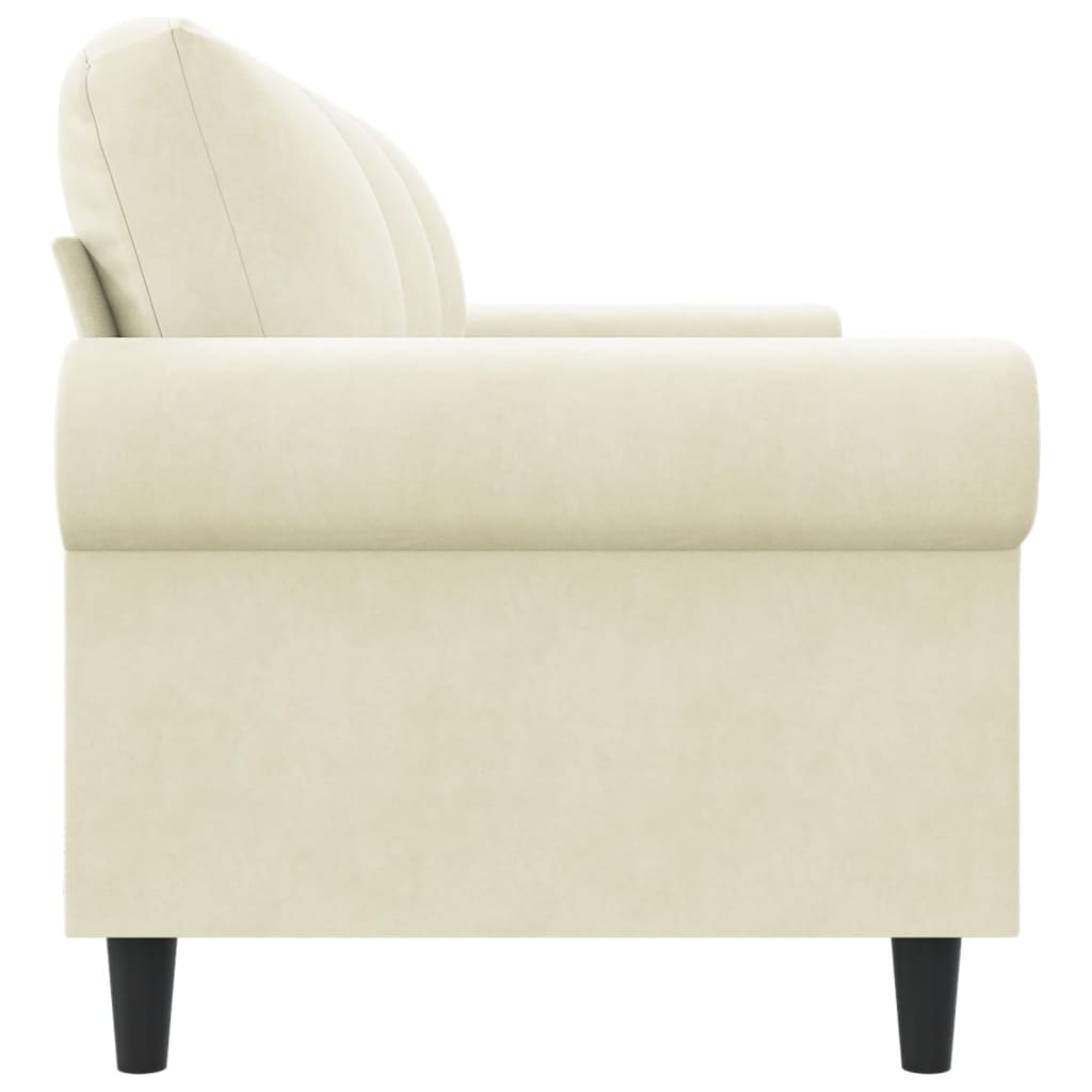 Sofá de 3 lugares 180 cm veludo cor creme