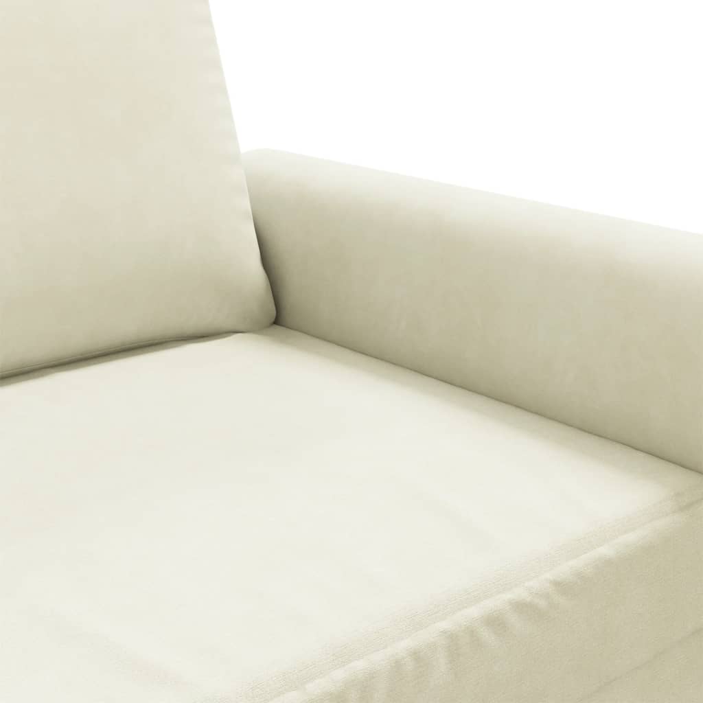 Sofá de 3 lugares 180 cm veludo cor creme