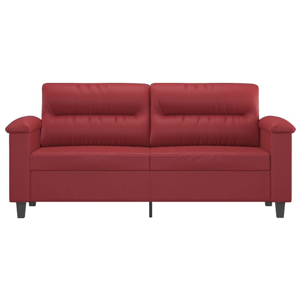 Sofá de 2 lugares 140 cm couro artificial vermelho tinto