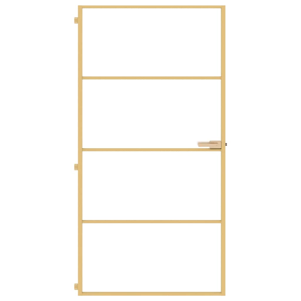 Porta interior 83x201,5 cm vidro temperado e alumínio dourado