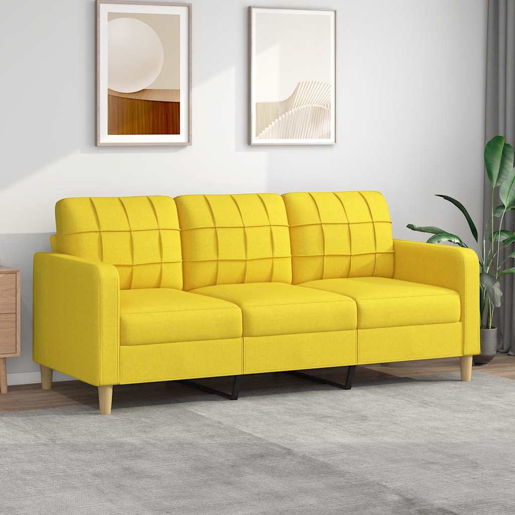Sofá de 3 lugares 180 cm tecido amarelo-claro