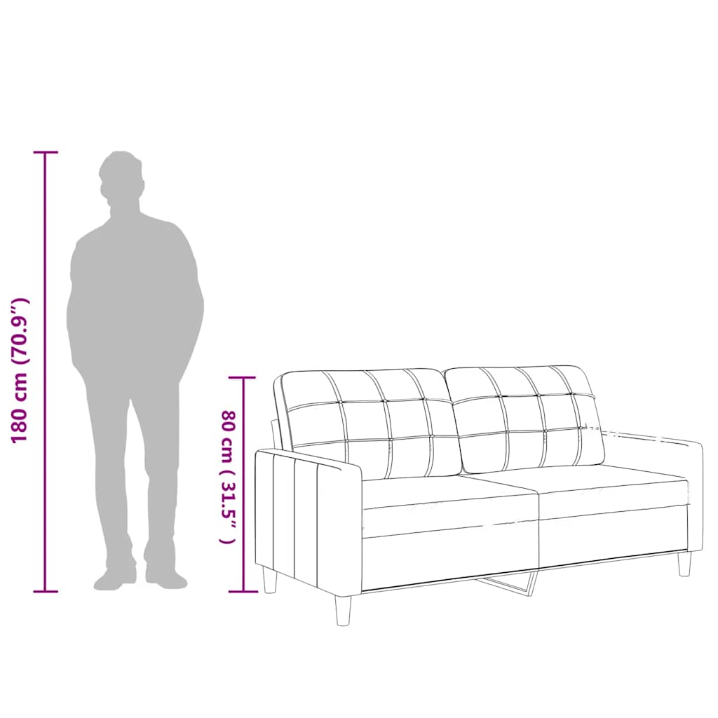 Sofá de 2 lugares 140 cm couro artificial cinza