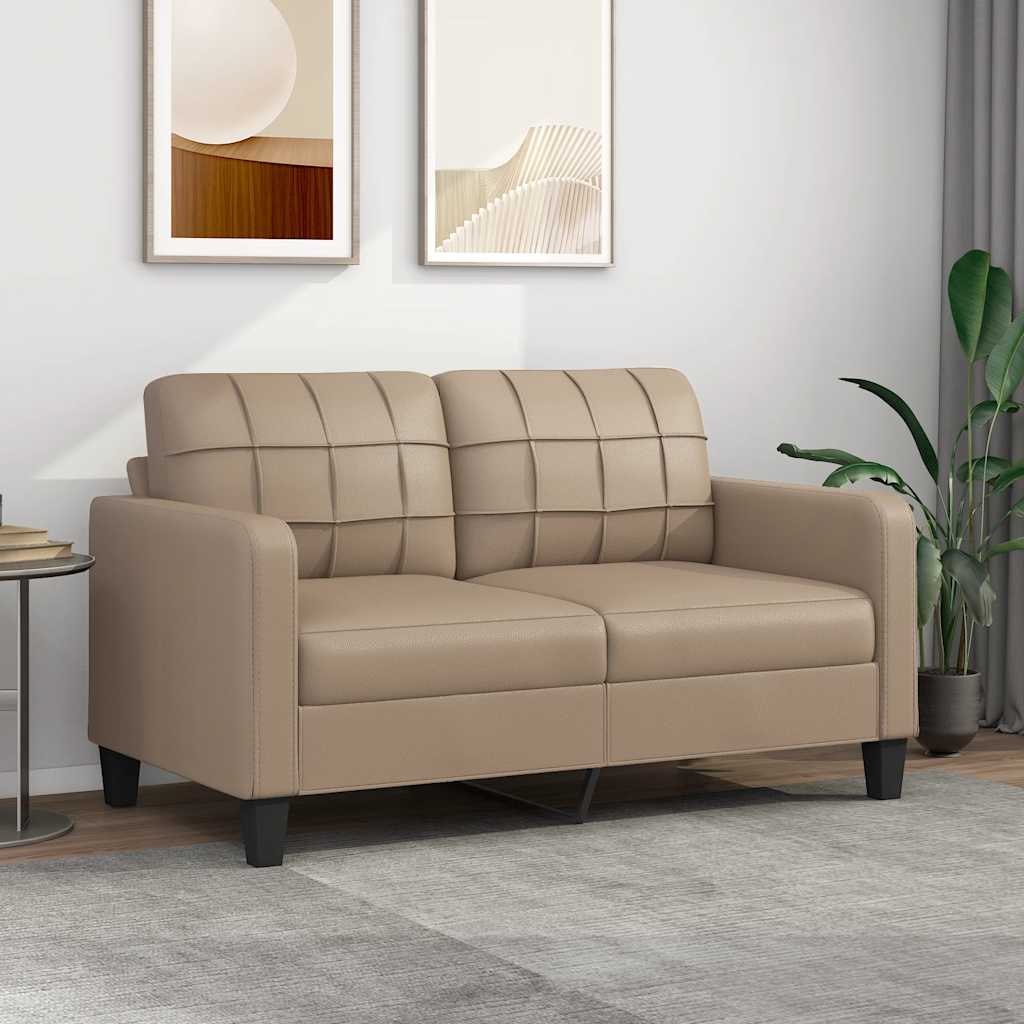 Sofá de 2 lugares 140 cm couro artificial cor cappuccino