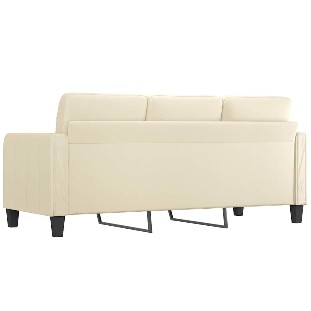 Sofá de 3 lugares 180 cm couro artificial cor creme