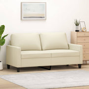 Sofá de 2 lugares 140 cm couro artificial cor creme