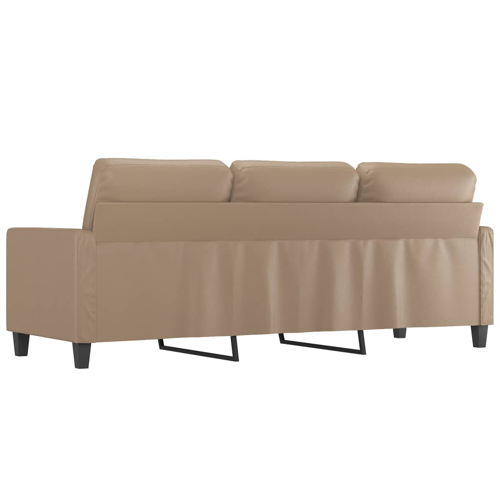 Sofá de 3 lugares 180 cm couro artificial cor cappuccino