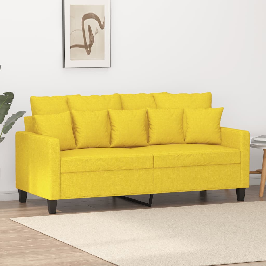Sofá de 2 lugares 140 cm tecido amarelo-claro