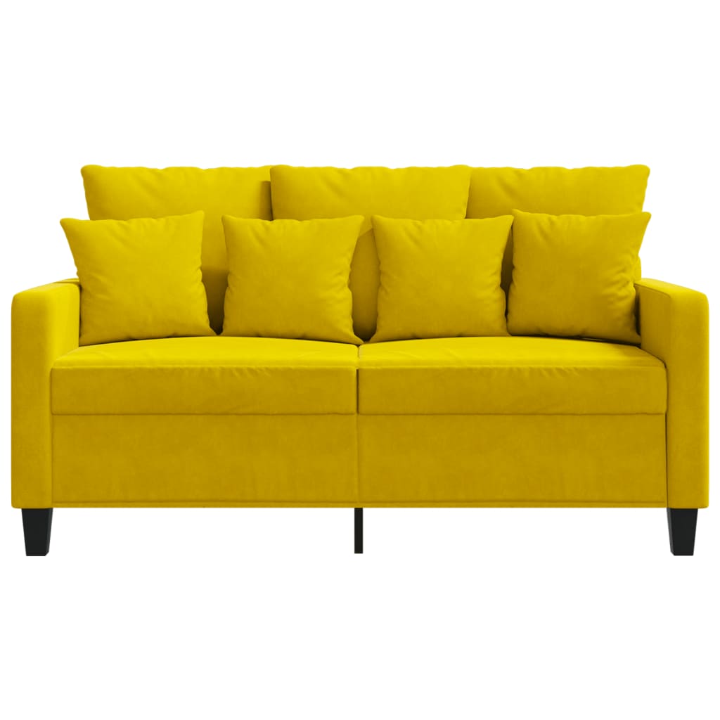 Sofá de 2 lugares veludo 120 cm amarelo
