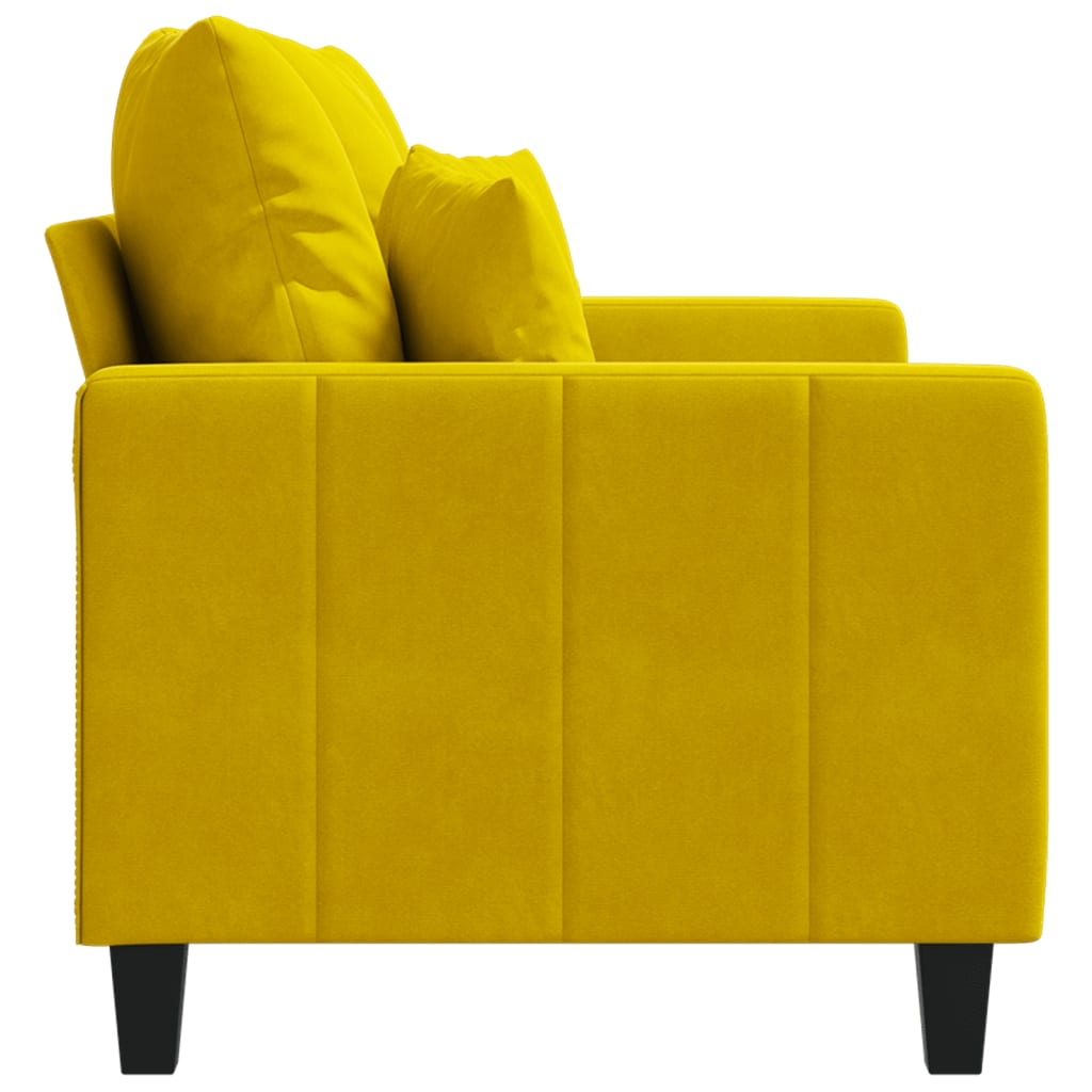 Sofá de 2 lugares veludo 120 cm amarelo