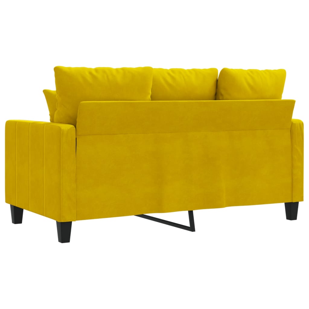 Sofá de 2 lugares veludo 120 cm amarelo
