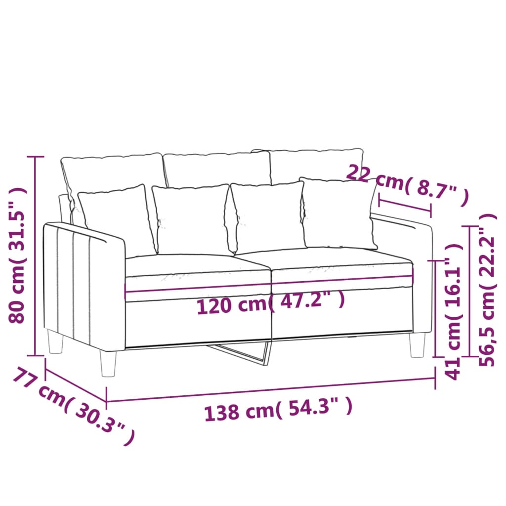 Sofá de 2 lugares veludo 120 cm amarelo