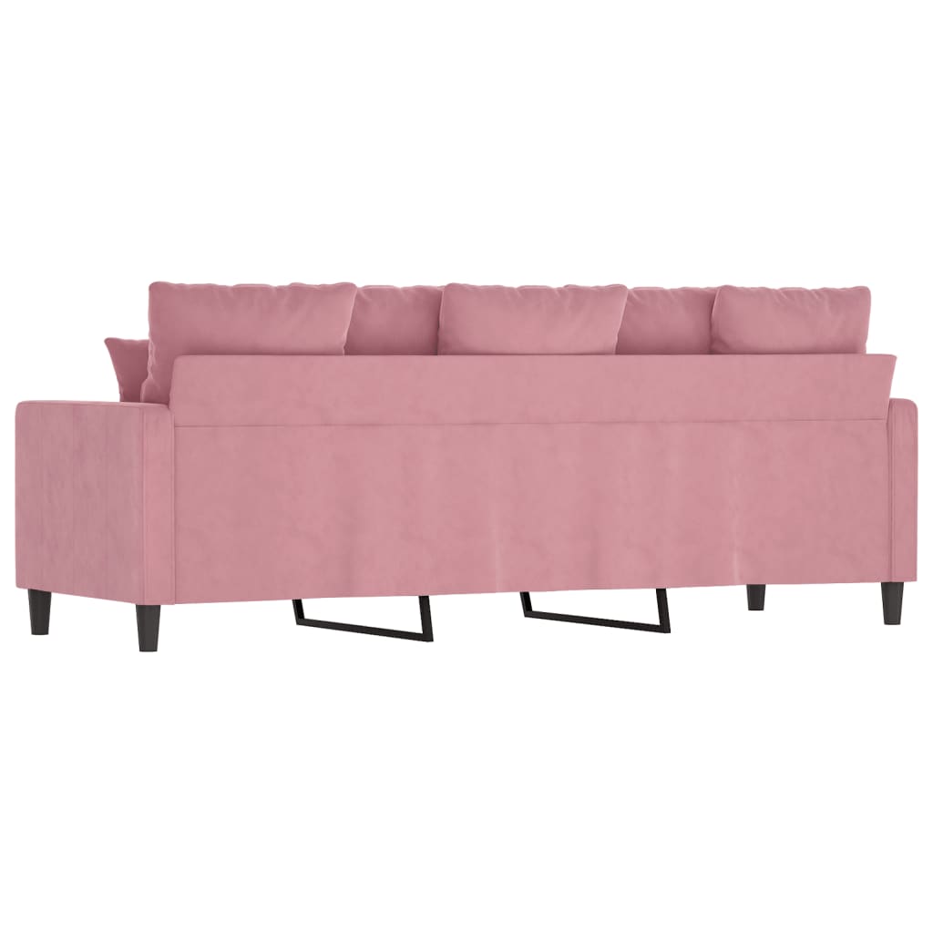 Sofá de 3 lugares 180 cm veludo rosa