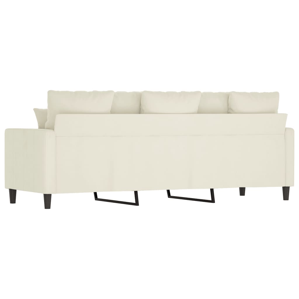 Sofá de 3 lugares 180 cm veludo cor creme