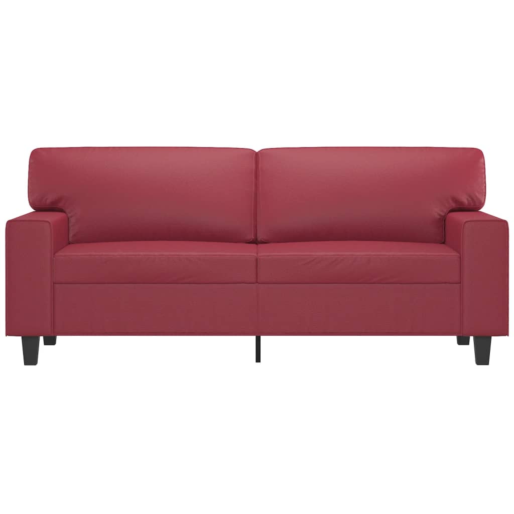 Sofá de 2 lugares 140 cm couro artificial vermelho tinto