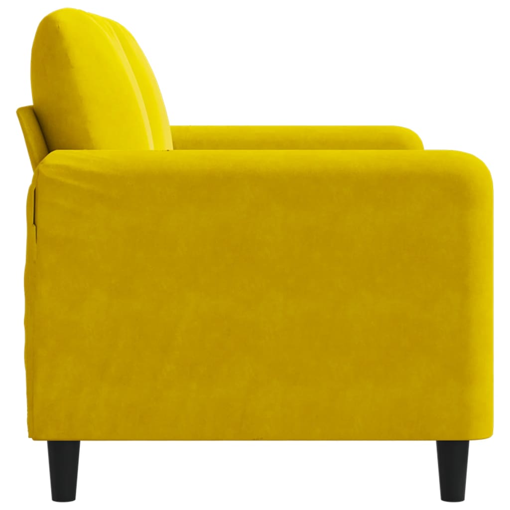 Sofá de 2 lugares veludo 120 cm amarelo
