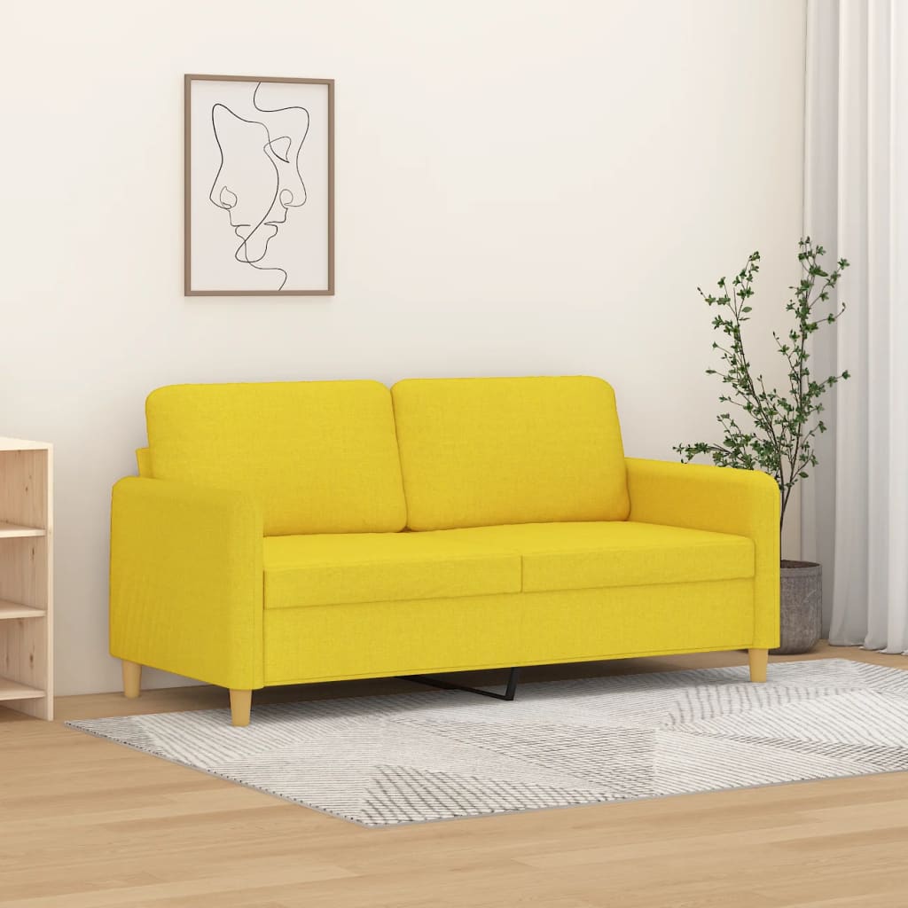 Sofá de 2 lugares 140 cm tecido amarelo-claro